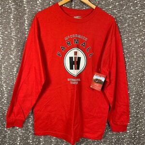 NWT McCormick Farmall Red Long Sleeve Men Size L International Harvester Tractor